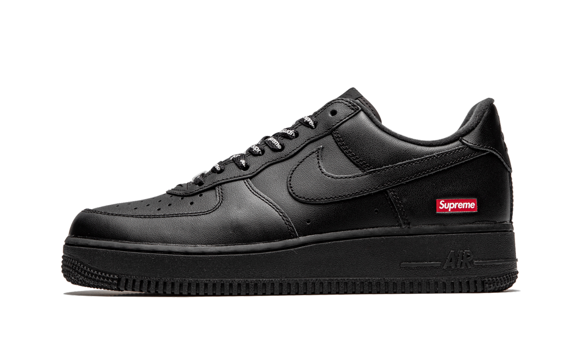 Mens Nike Air Force 1 Low Supreme - Mini Box Logo Black Black Black Black/Black - Main View - CU9225 001