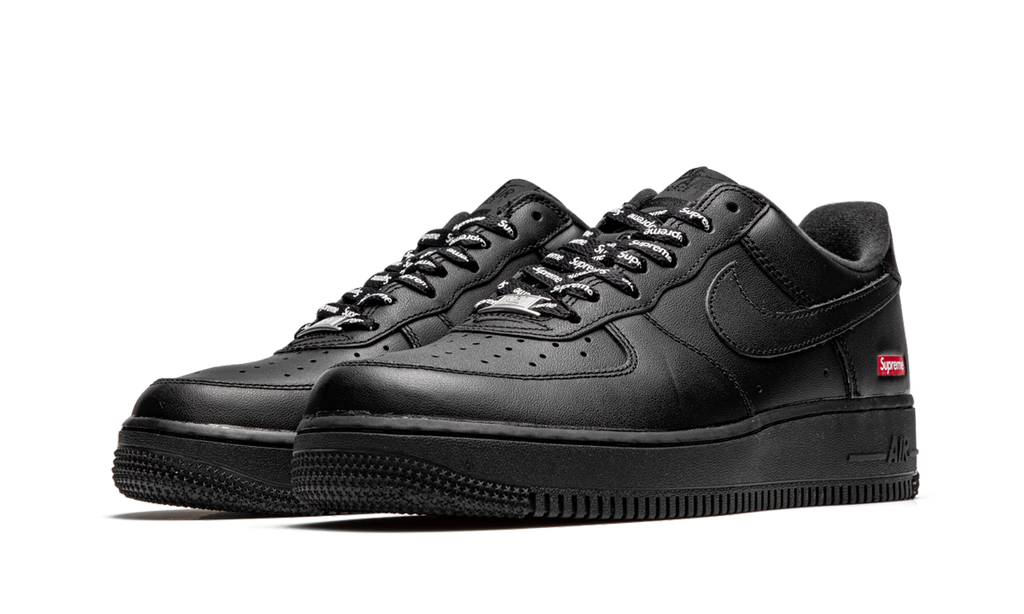 Mens Nike Air Force 1 Low Supreme - Mini Box Logo Black Black Black Black/Black - View 2 - CU9225 001